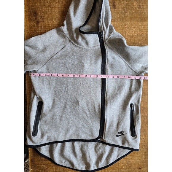 Nike Tech Full Zip Hooded Sweatshirt Women's Size Small Gray - Picture 9 of 10